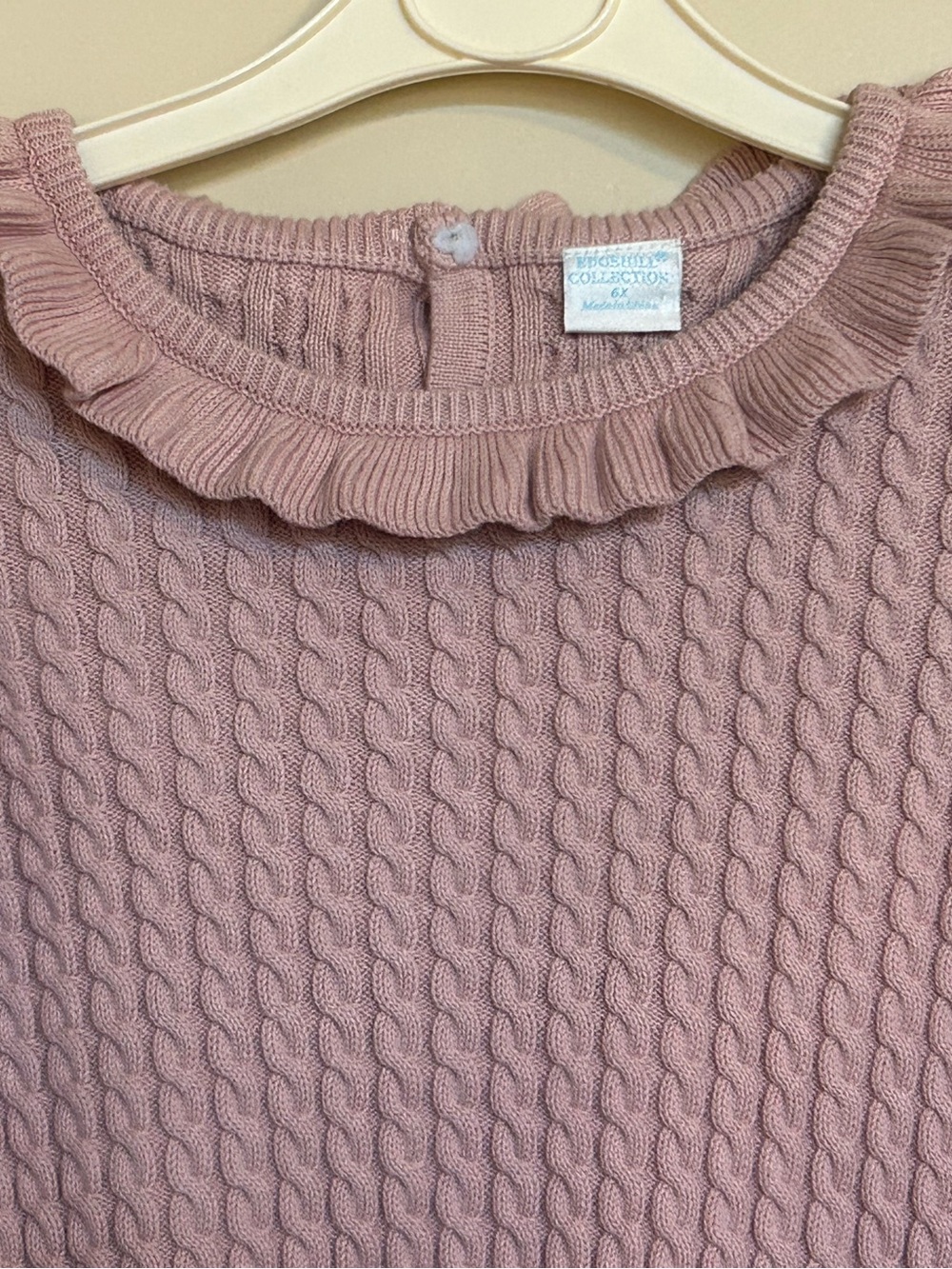 6X Edgehill Collection Cable Knit Ruffle Collar Sweater - Picture 2 of 5